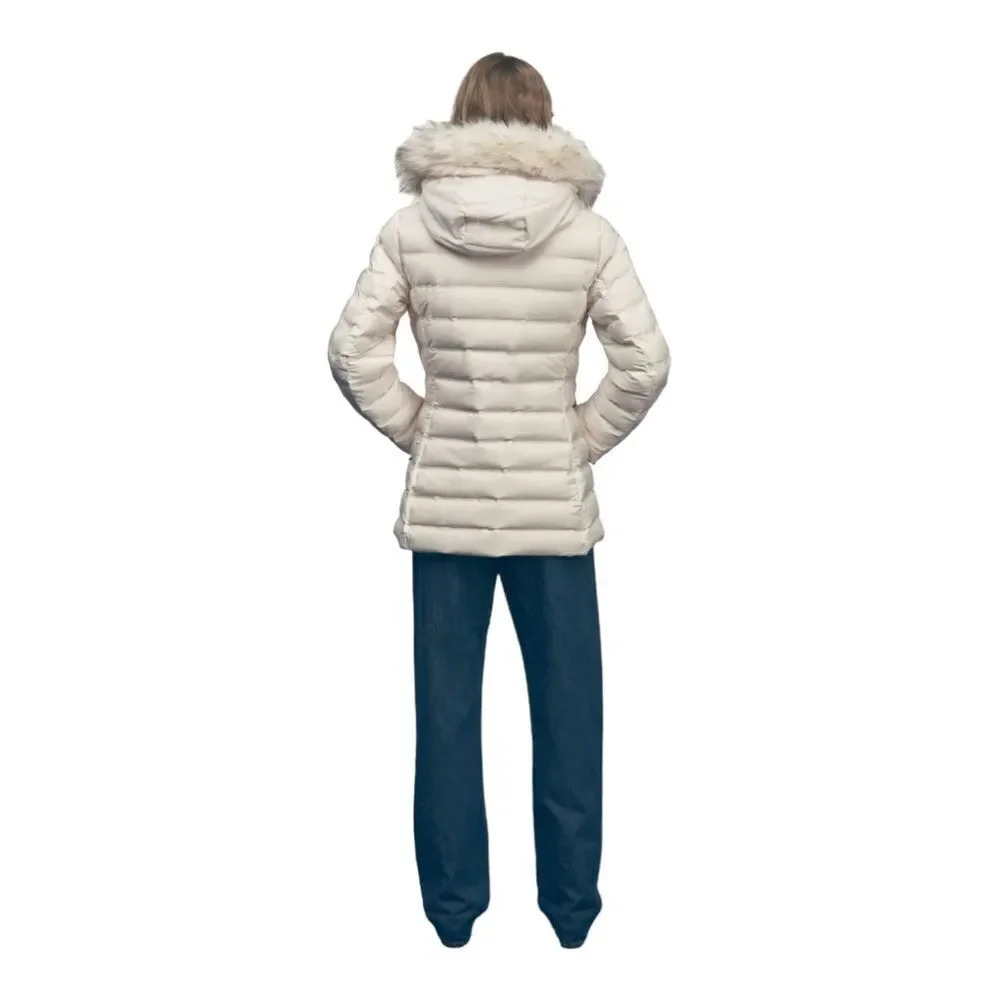 ZARA Ecru Water Wind Protection Hooded Down Coat NWT Size XXL Faux Fur Puffer - Picture 8 of 12